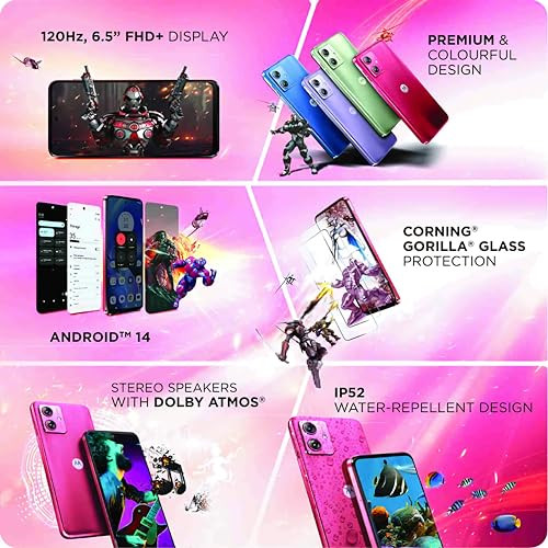 Motorola G64 5G Red Berry 12GB RAM 256GB Storage Expandable Upto 2TB 50MP OIS 8MP 16MP Front Camera MediaTek Dimensity 7025 Processor 6000 mAh Battery
