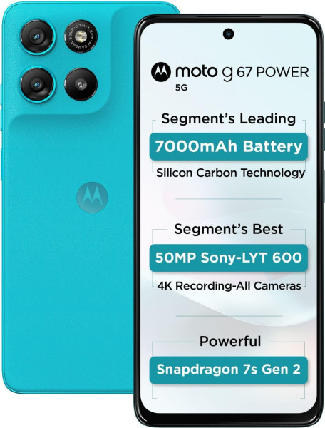 Image of Motorola G67 Power (Pantone Blue Curacao, 8GB RAM, 128GB Storage)