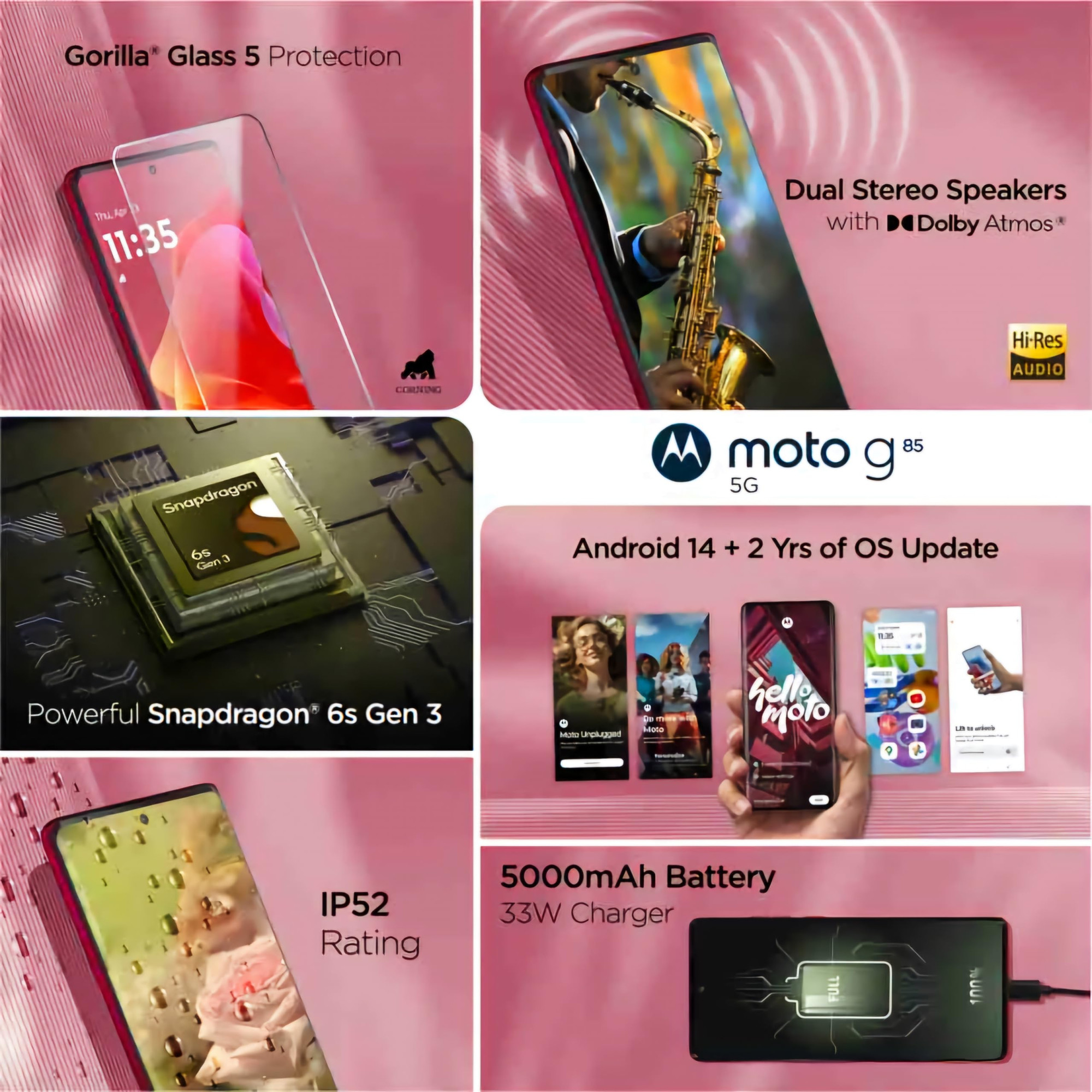 Motorola G85 5G Viva Magenta 8GB RAM 128GB Storage