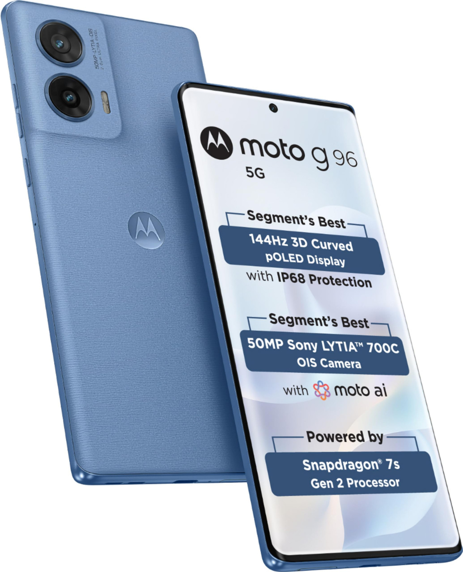 Motorola G96 5G Snapdragon Processor 108MP Triple Camera 5000mAh 120Hz FHD Display ASHLEIGHBLUE 8GB 128GB Storage