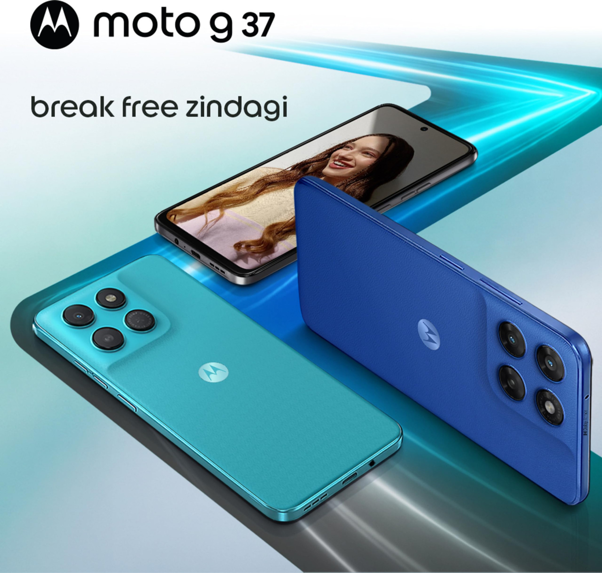 Motorola Moto g37 5G Pantone Nautical Blue 64GB Storage 4GB RAM 667-inch HD 120Hz Display Dimensity 6400 50MP Camera 5200mAh Battery 20W Charging