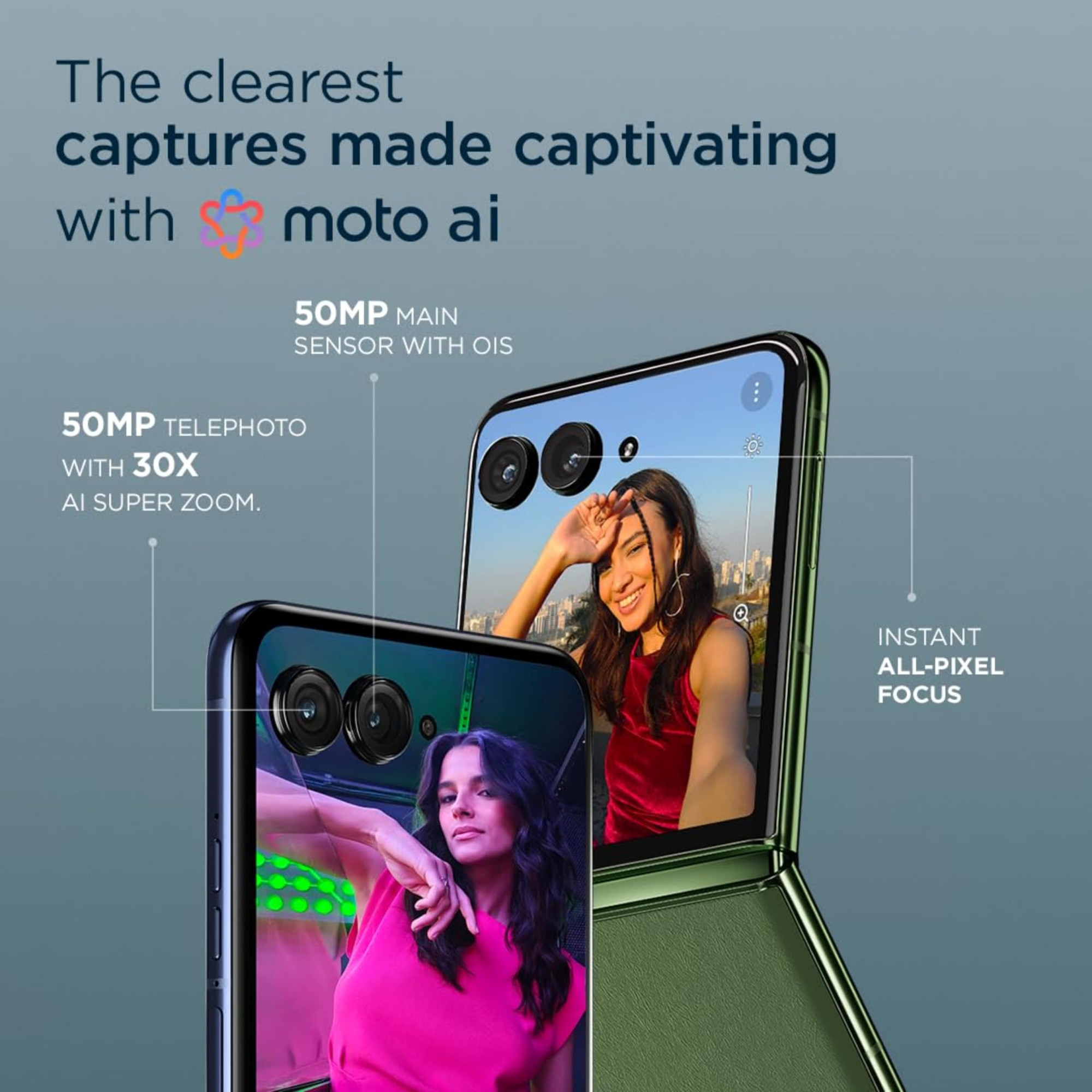 Motorola razr 50 Ultra with Moto Buds Moto ai 40 AMOLED Display Snapdragon 8s Gen 3 69 AMOLED 165Hz Display 32MP Selfie Camera Midnight Blue