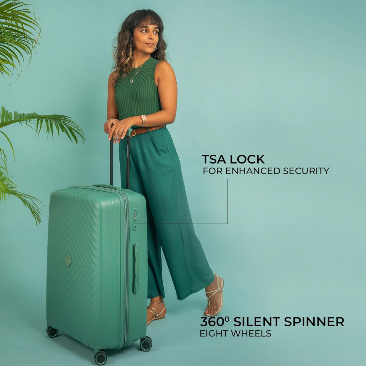 Nasher Miles Antwerp Expander Hard Sided Polypropylene Luggage Cabin Dark Green 20 Inch55CM Trolley Bag
