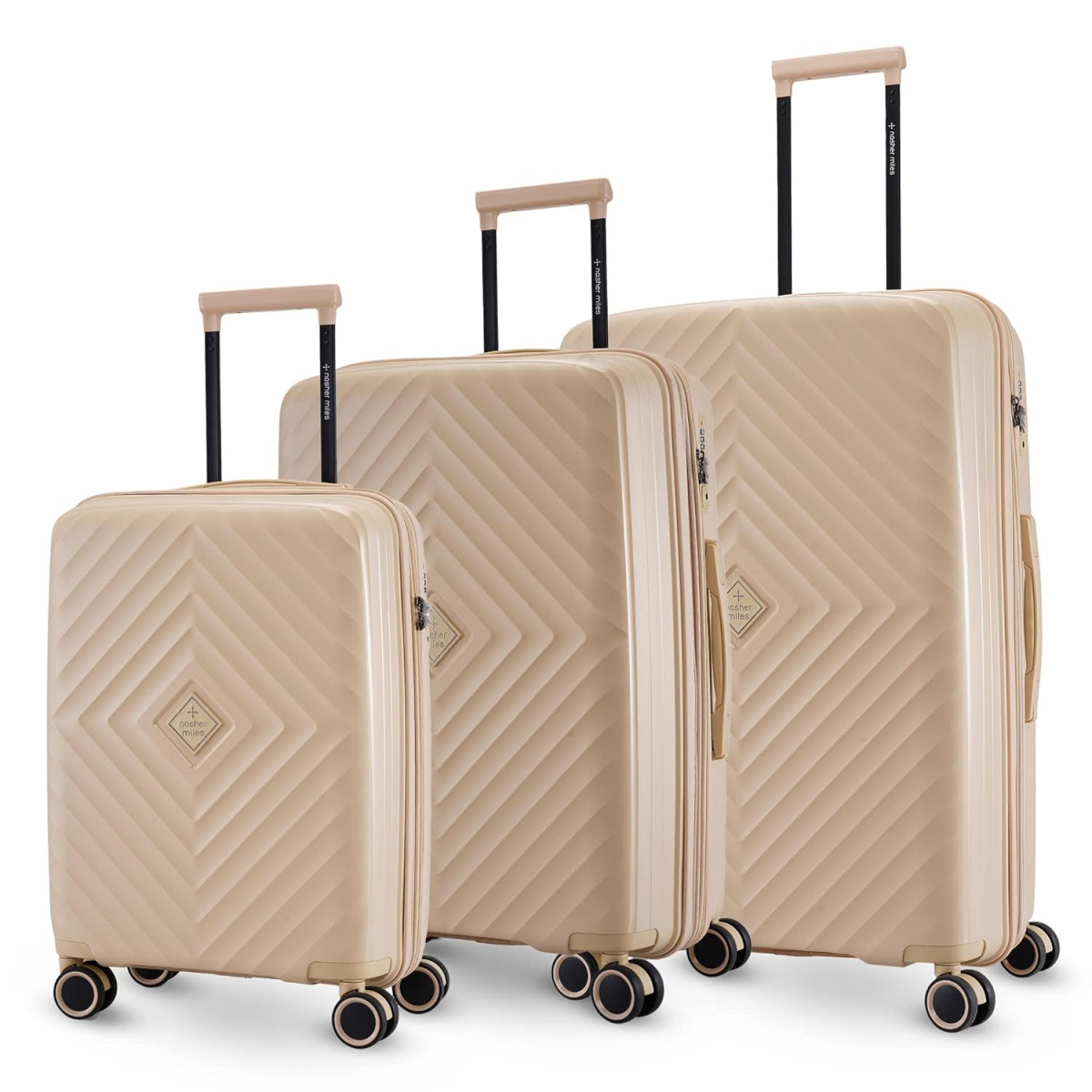 Nasher Miles Antwerp Expander Hard-Sided Polypropylene Luggage Set of 3 Yellow Trolley Bags 55 65 75 Cm