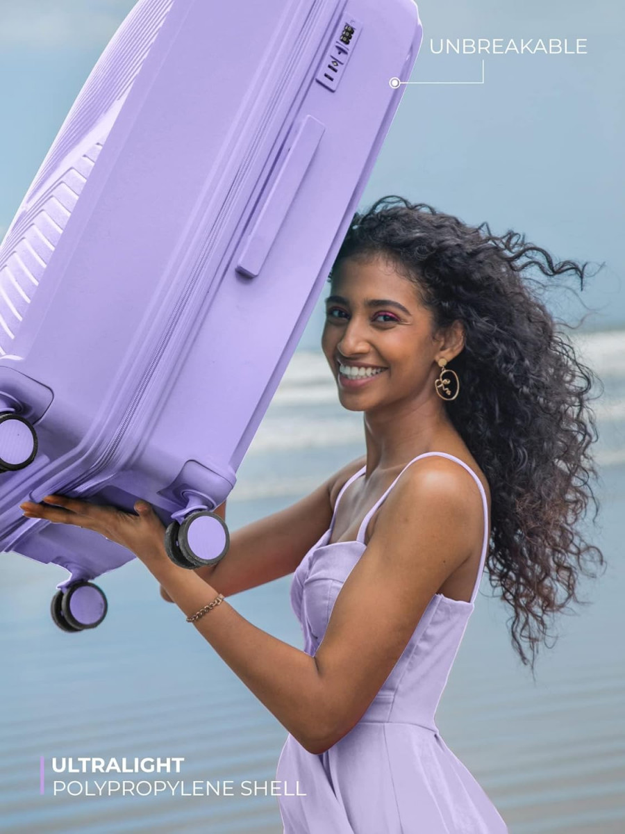 Nasher Miles Bruges Hard-Sided Polypropylene Cabin Luggage Pastel Purple 20 inch 55cm Trolley Bag
