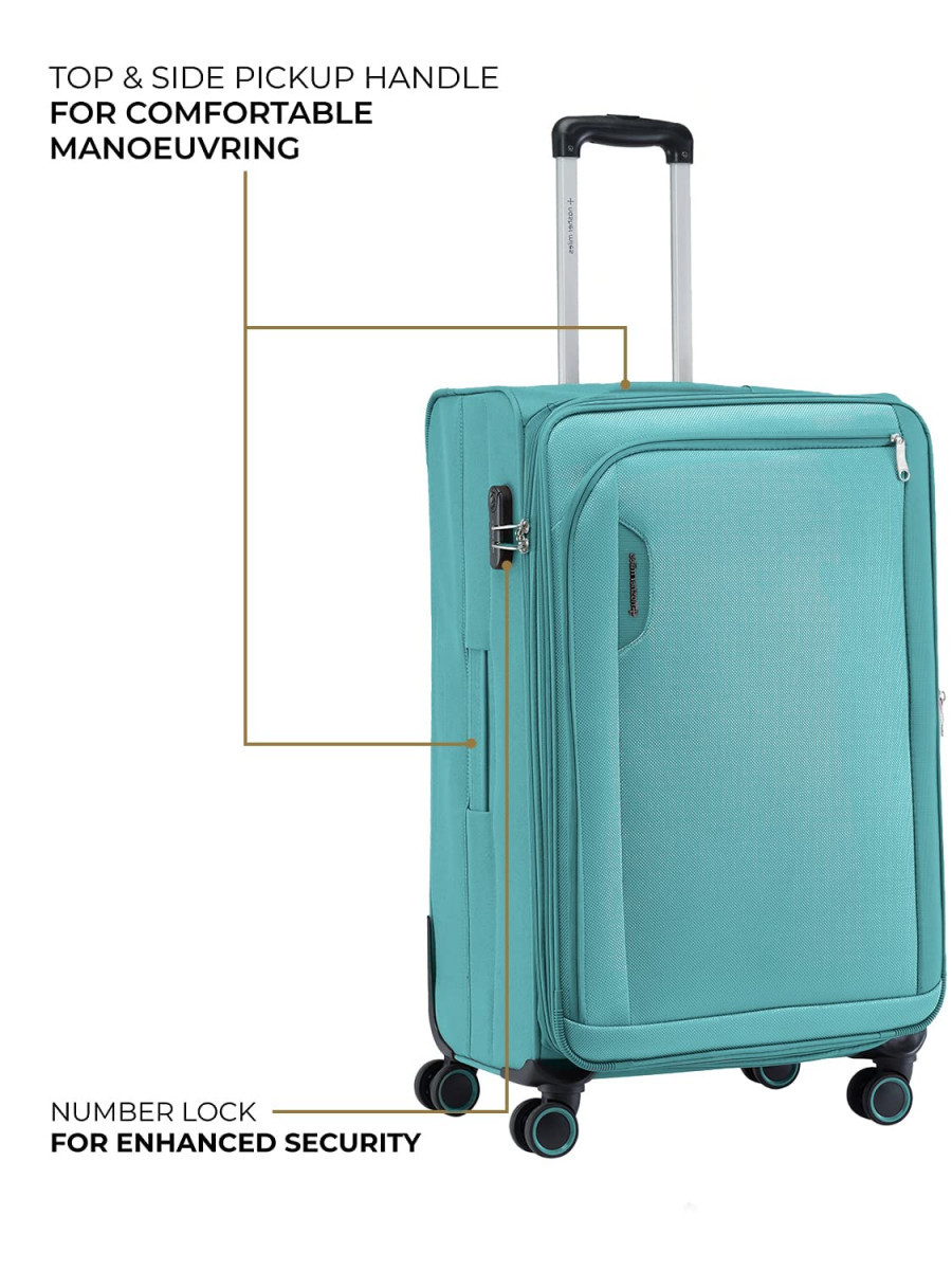 Nasher Miles Dallas Expander Soft-Sided Polyester Check-in Luggage Cyan 28 inch 75cm Trolley Bag
