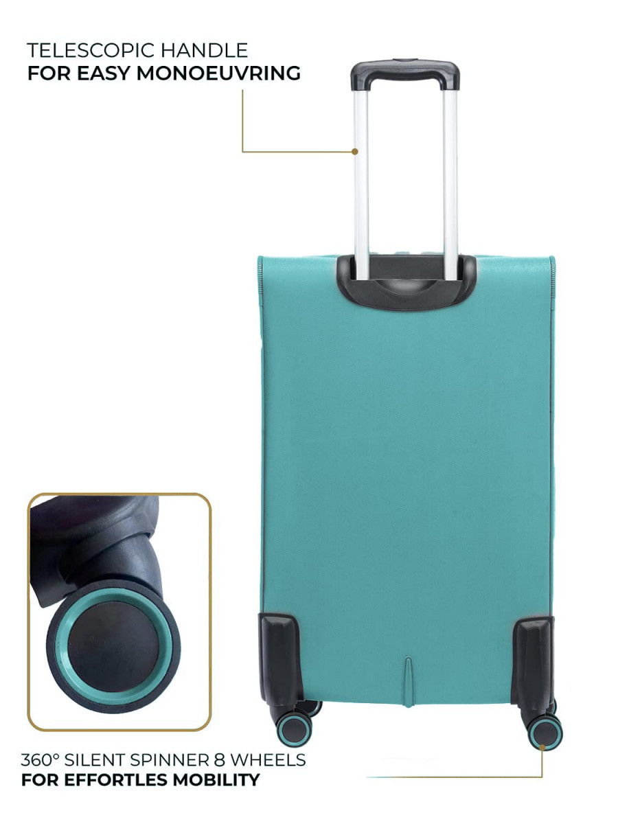 Nasher Miles Dallas Expander Soft-Sided Polyester Check-in Luggage Cyan 28 inch 75cm Trolley Bag