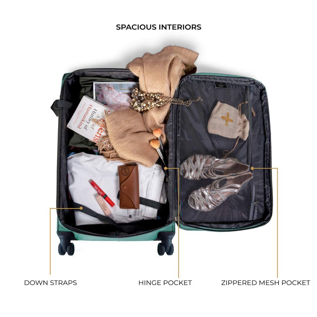 Nasher Miles Dallas Expander Soft-Sided Polyester Check-in Luggage Cyan 28 inch 75cm Trolley Bag