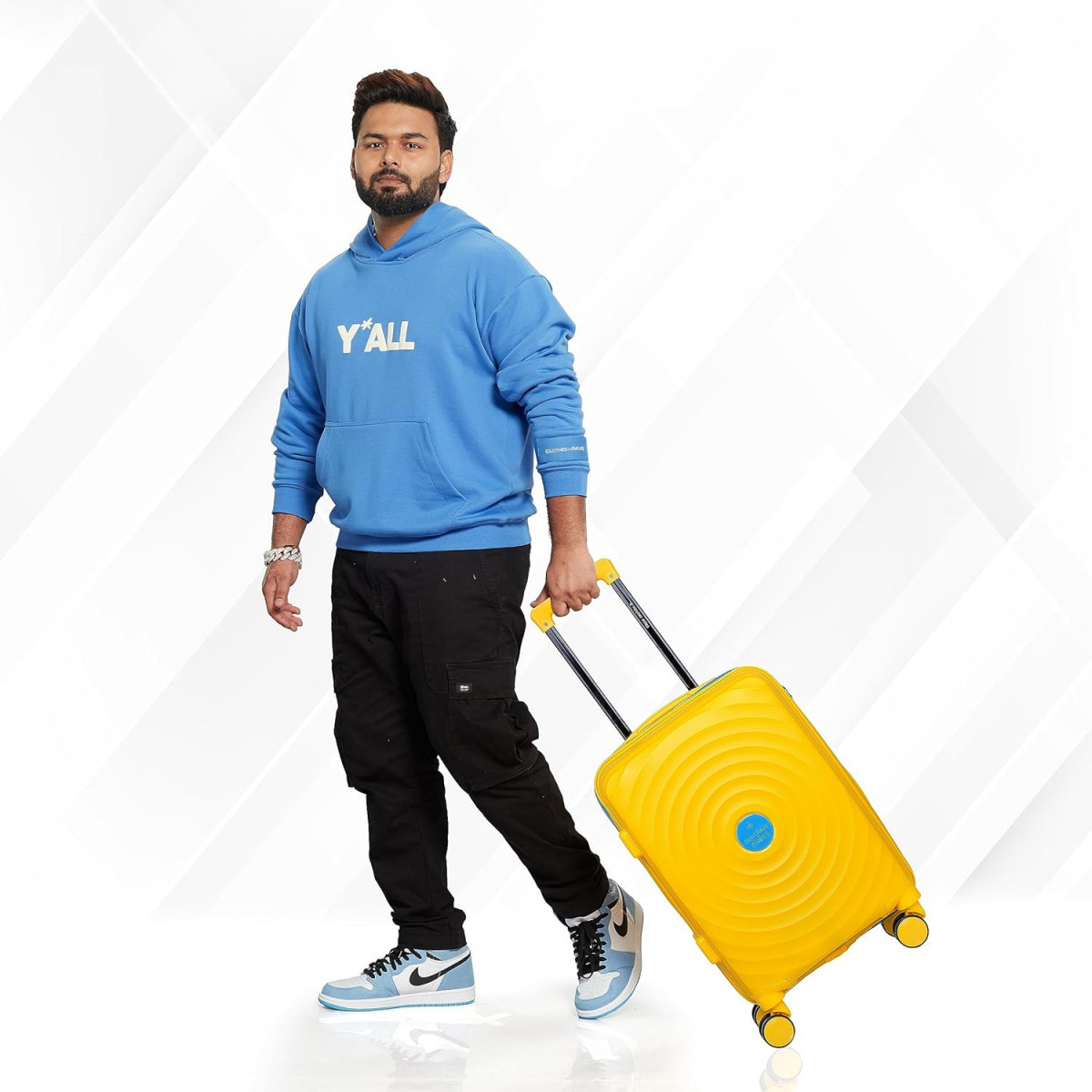 Nasher Miles Goa Hard-Sided Polypropylene Cabin Luggage Yellow Blue 20 inch 55cm Trolley Bag