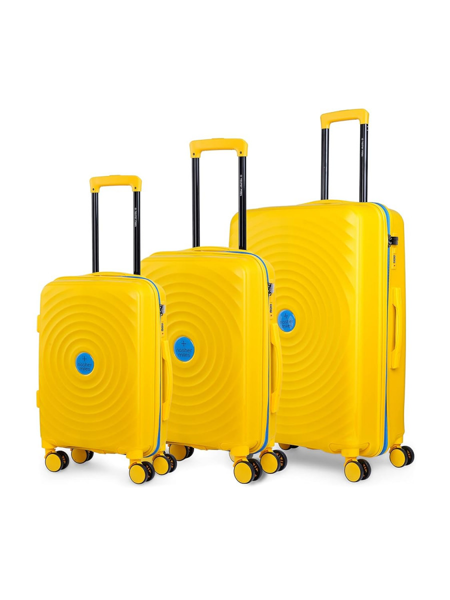 Nasher Miles Goa Hard-Sided Polypropylene Luggage Set of 3 Pink Trolley Bags 55 65 75 Cm