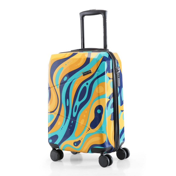 Image of Nasher Miles Manali Hard-Sided Polycarbonate Printed Luggage Bag Printed Luggage Bag Cabin Pink Multicolor 20 inch |55cm Trolley Bag