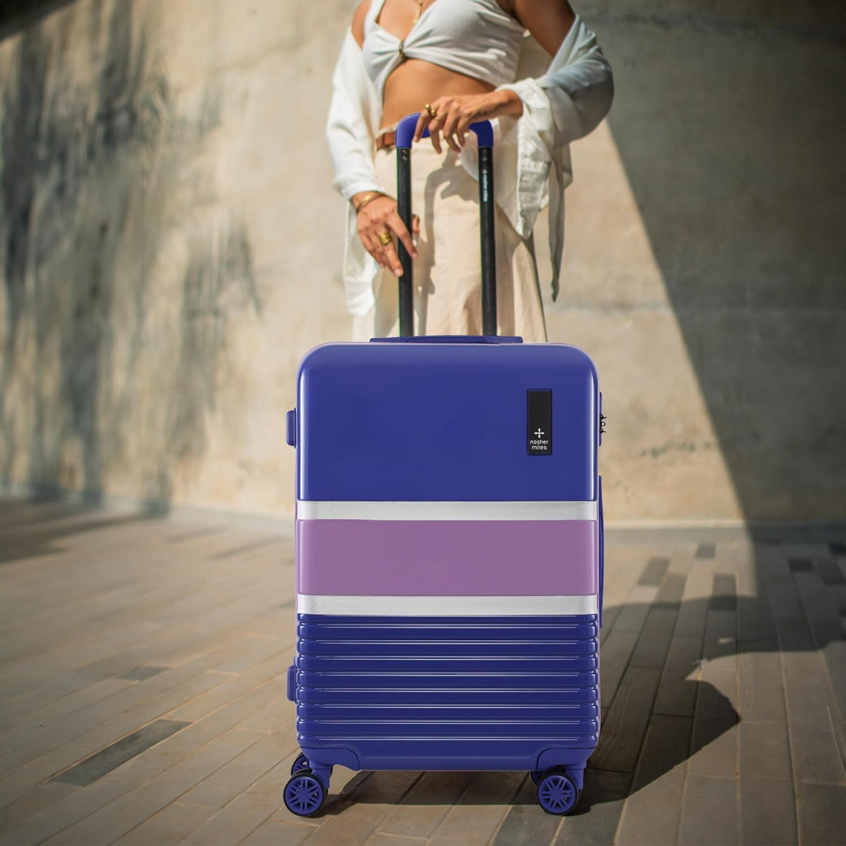 Nasher Miles Mexico Hard-Sided Polycarbonate Check-in Luggage Blue and Pink 28 inch 75cm Trolley Bag