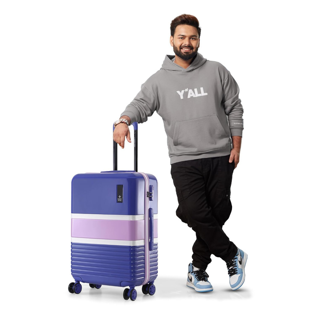 Nasher Miles Mexico Hard-Sided Polycarbonate Check-in Luggage Blue and Pink 28 inch 75cm Trolley Bag