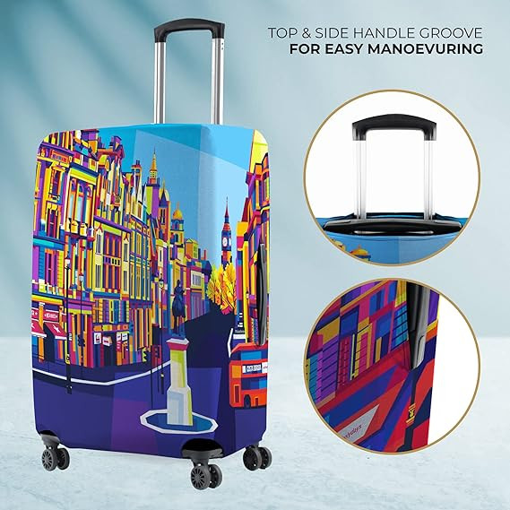 Nasher Miles Polyester 65 cm 24 Inch Medium Protective Luggage Cover - London Design