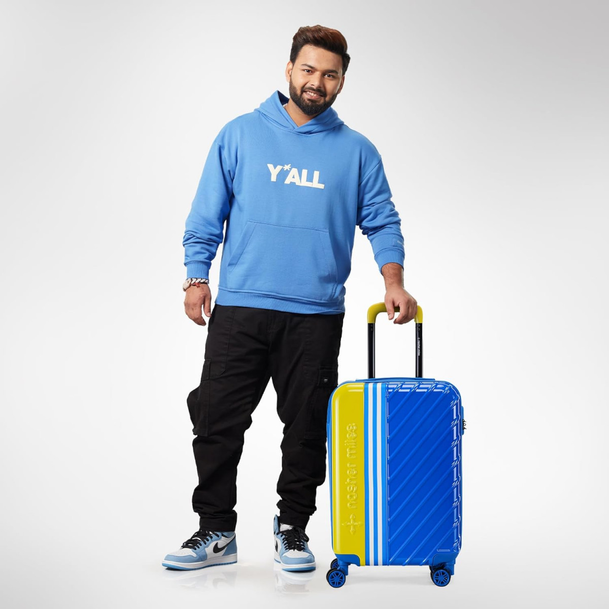 Nasher Miles Vegas Hard-Sided Polycarbonate Cabin Luggage Lime GreenAzure Blue 20 inch 55cm Trolley Bag