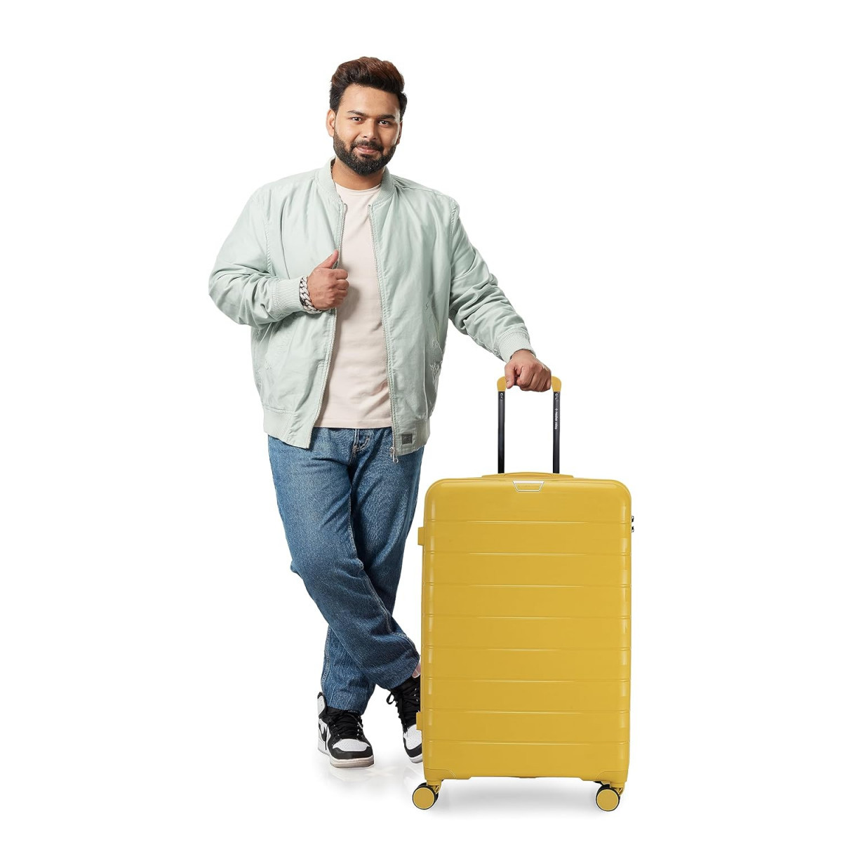Nasher Miles Vienna Hard-Sided Polypropylene Cabin Luggage Mustard Yellow 20 inch 55cm Trolley Bag
