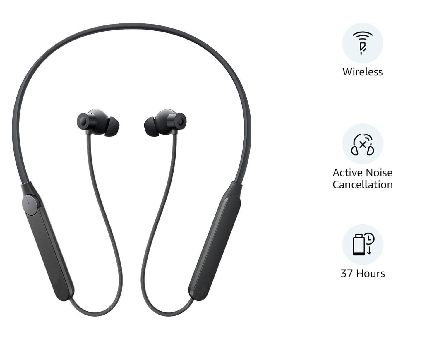 Neckband Pro Max Bluetooth in-Ear Headphones Compatible with CMF by Nothing 50Db Hybrid Active Noise CancellingEarbuds with 5 Hd MicsIp55 Bt53 37Hrs Long Play TimeDual DevicConnection Gray