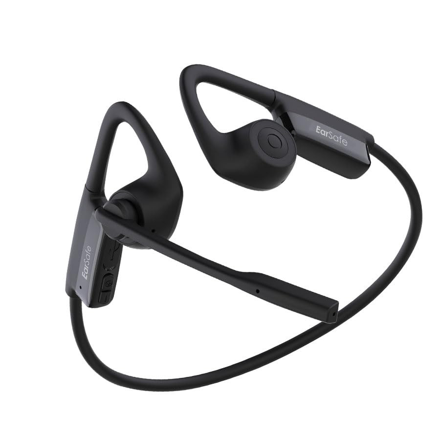 ng EarSafe Comm Open Ear Air Conduction Headphones with Mic Noise Cancelling Boom Mic Mute Button 17 Hrs Battery Type-C Fast Charging Open Ear Headphones for Work Calls