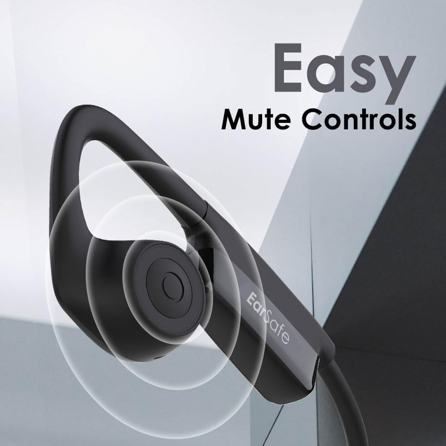 ng EarSafe Comm Open Ear Air Conduction Headphones with Mic Noise Cancelling Boom Mic Mute Button 17 Hrs Battery Type-C Fast Charging Open Ear Headphones for Work Calls