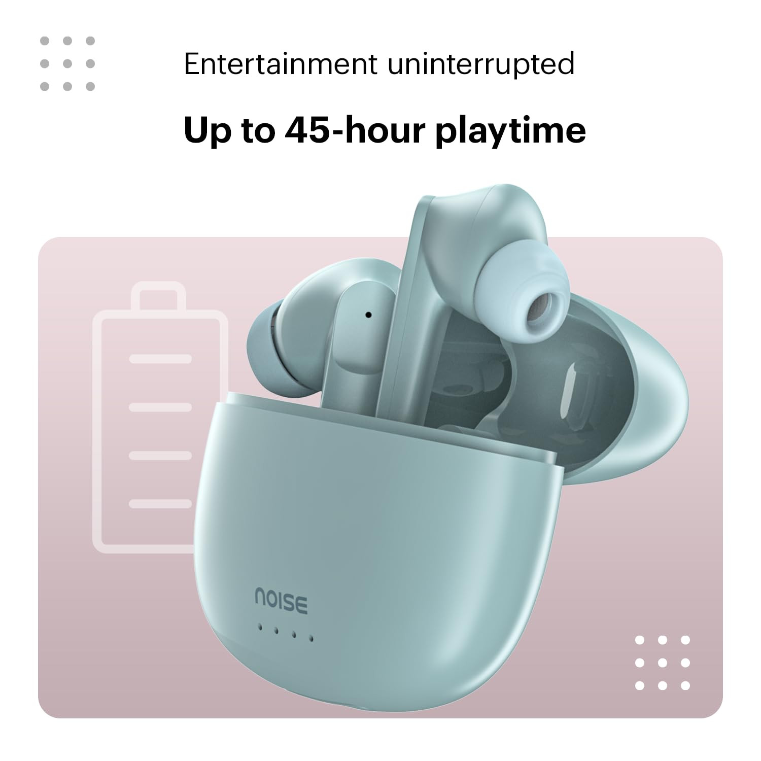 Noise Buds VS104 Truly Wireless in Earbuds with 45H of Playtime Quad Mic with ENC Instacharge10 Min200 Min 13Mm DriverLow Latency BT V52 Mint Green