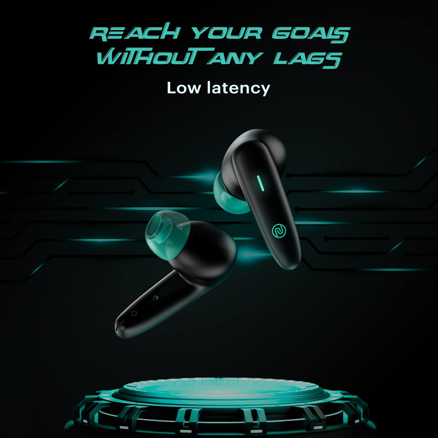 Noise Buds VS402 in Ear Truly Wireless Earbuds with 50H of Playtime Low Latency Quad Mic with ENC Instacharge10 Min120 Min10Mm Driver BT V53 Breathing LED Lights Neon Black