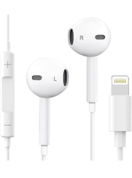 Image of Noise-Cancelling Lightning Earphones – MFi Certified Wired Type with Mic &amp; Volume – Works with 14, 13, 12, 11, XR, 8, 7