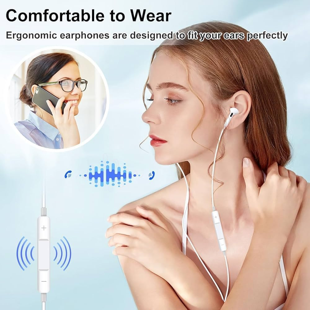 Noise-Cancelling Lightning Earphones MFi Certified Wired Type with Mic Volume Works with 14 13 12 11 XR 8 7
