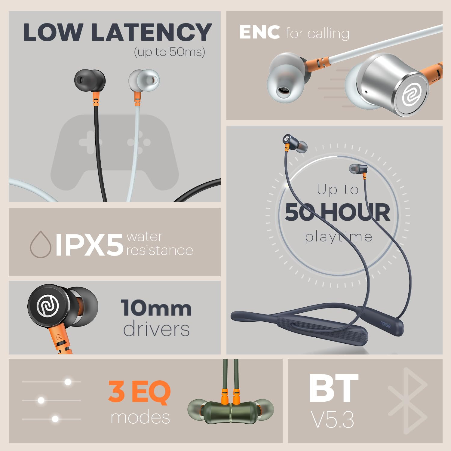 Noise Newly Launched Airwave Bluetooth Neckband with 50H of Playtime 3 EQ Modes ENC for Calling Low LatencyUpto 50ms 10mm Driver BT v53Jet Black