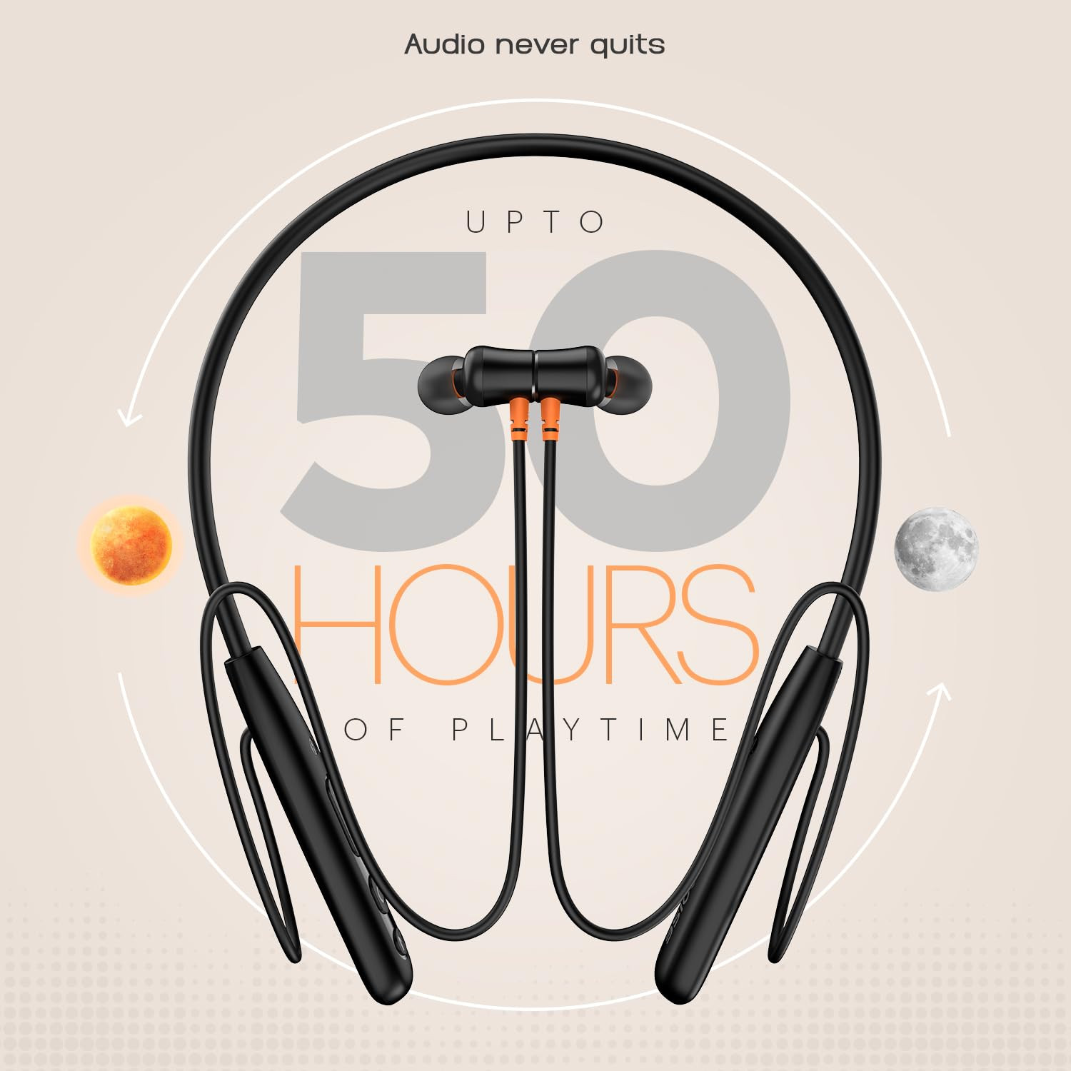 Noise Newly Launched Airwave Bluetooth Neckband with 50H of Playtime 3 EQ Modes ENC for Calling Low LatencyUpto 50ms 10mm Driver BT v53Jet Black