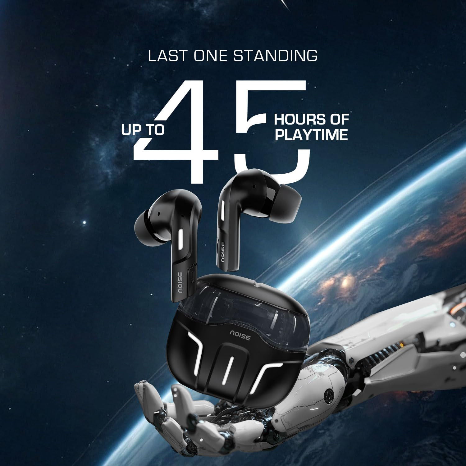 Noise Newly Launched Buds Trooper in-Ear Truly Wireless Earbuds with 45H of Playtime Quad Mic with ENC 13mm Driver Ultra Low Latencyup to 40 ms Instacharge10 min150 min BT v53Knight Black