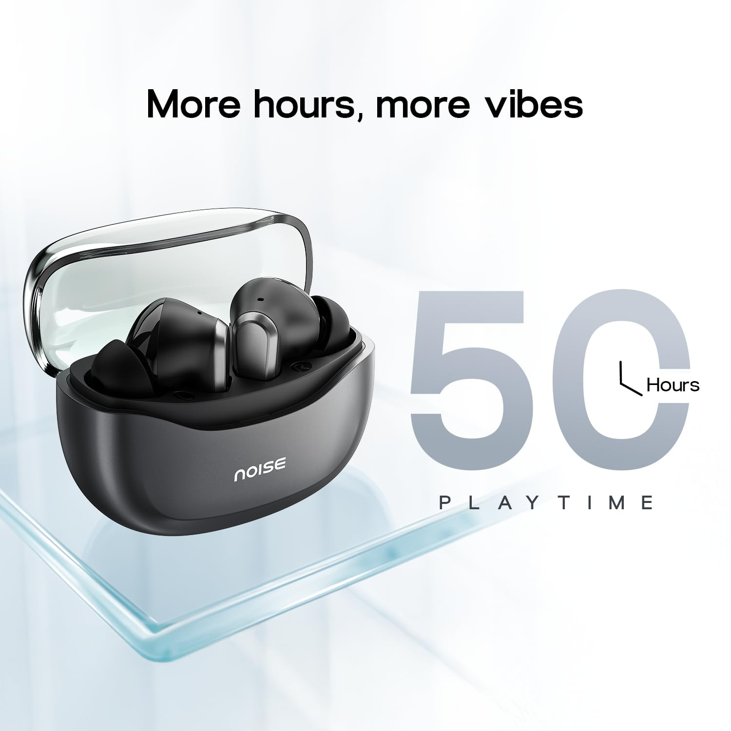 Noise Newly Launched Buds VS601 in Ear Truly Wireless Earbuds with 50H of Playtime Transparent Case Lid Quad Mic ENC Dual Device Pairing 10Mm Driver BT V53 Graphite Black