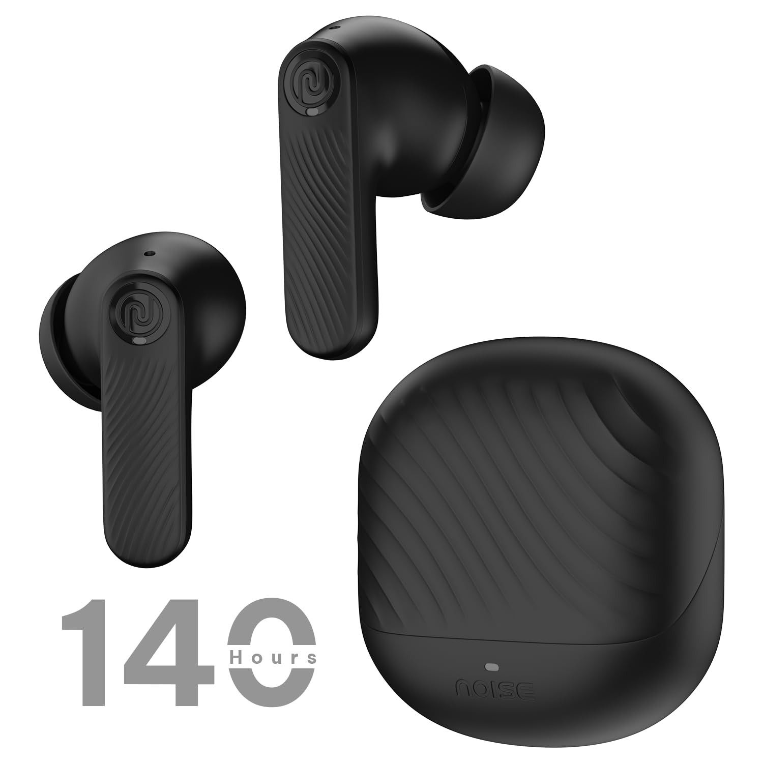 Noise Newly Launched Buds X2 in-Ear Truly Wireless Earbuds with Massive 140H of Playtime ANC up to 32dB Rubberised Finish Dual Device Pairing Dual EQ Modes BT v53 Ebony Black