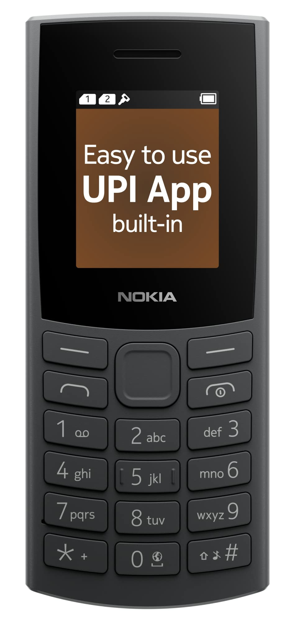 Nokia 106 4G Keypad Phone with 4G Built-in UPI Payments App Long-Lasting Battery Wireless FM Radio MP3 Player and MicroSD Card Slot 1 Year Replacement Guarantee Charcoal