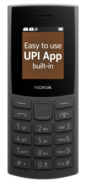 Image of Nokia 106 4G Keypad Phone with 4G, Built-in UPI Payments App, Long-Lasting Battery, Wireless FM Radio &amp; MP3 Player, and MicroSD Card Slot | | 1 Year Replacement Guarantee | Charcoal