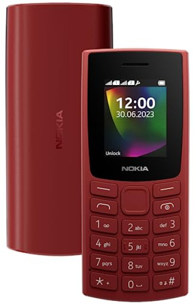 Image of Nokia 106 Dual Sim, Keypad Phone with Built-in UPI Payments App, Long-Lasting Battery, Wireless FM Radio &amp; MP3 Player, and MicroSD Card Slot | Red