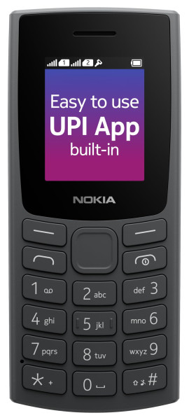 Image of Nokia 106 Single Sim, Keypad Phone with Built-in UPI Payments App, Long-Lasting Battery, Wireless FM Radio &amp; MP3 Player, and MicroSD Card Slot | Charcoal