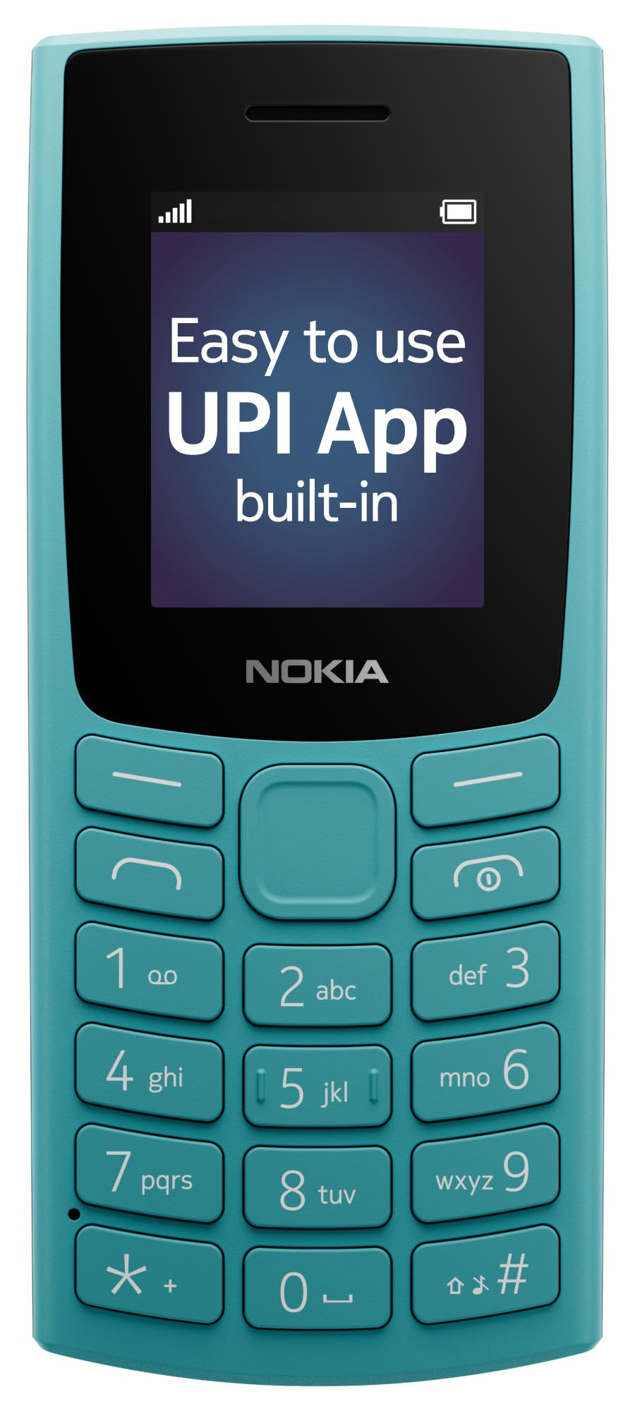 Nokia All-New 105 Single Sim Keypad Phone with Built-in UPI Payments Long-Lasting Battery Wireless FM Radio Cyan