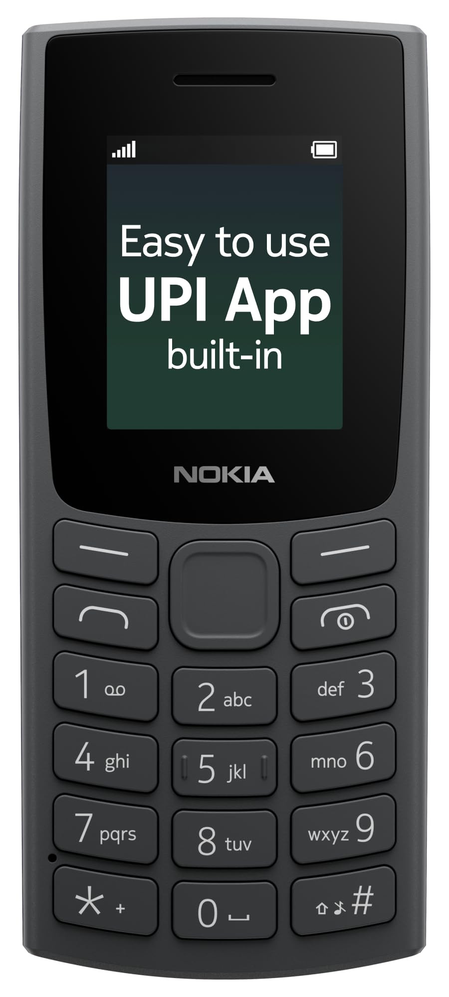 Nokia All-New 105 Single Sim Keypad Phone with Built-in UPI Payments Long-Lasting Battery Wireless FM Radio Charcoal