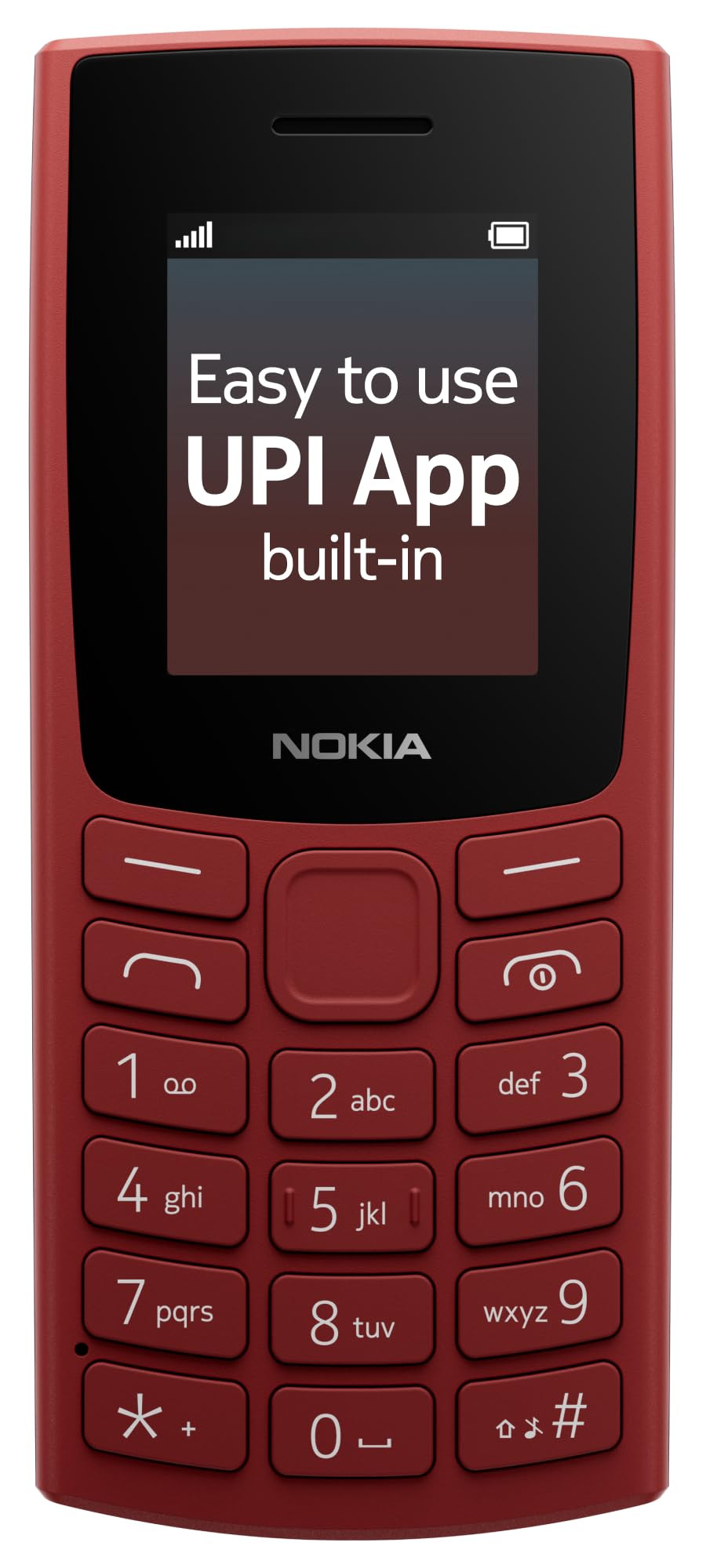 Nokia All-New 105 Single Sim Keypad Phone with Built-in UPI Payments Long-Lasting Battery Wireless FM Radio Red