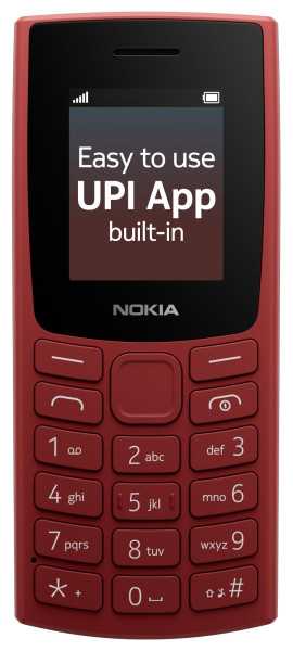 Image of Nokia All-New 105 Single Sim Keypad Phone with Built-in UPI Payments, Long-Lasting Battery, Wireless FM Radio | Red