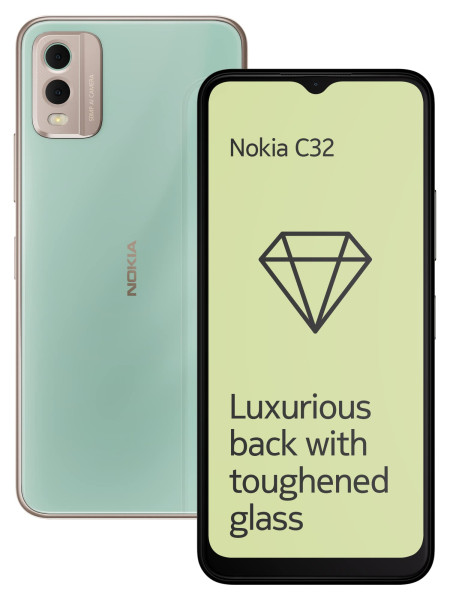 Image of Nokia C32 with 50MP Dual Rear AI Camera | 3-Day Battery Life | Toughened Glass Back | 12GB RAM with Memory Extension (6GB RAM + 6GB Virtual RAM) | Android 13 | Breezy Mint