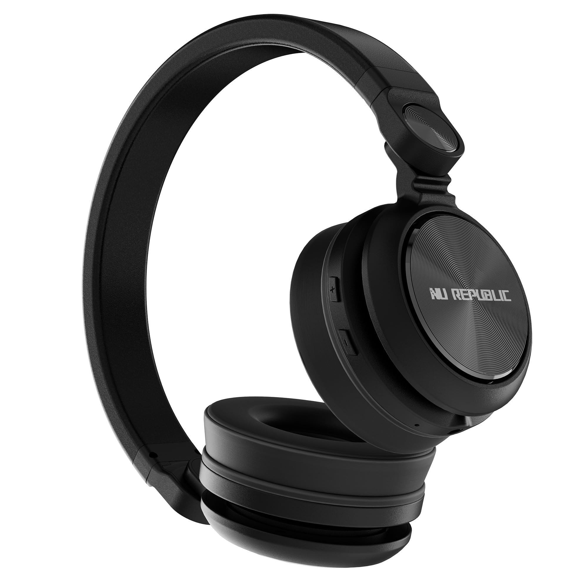 Nu Republic Starboy with 54 Hour Playtime X-Bass Technology 40mm Neodymium Drivers Gaming Mode Bluetooth V54 Dual Pairing Dual Stereo Type-C Fast Charging ENC Bluetooth Headphones Black