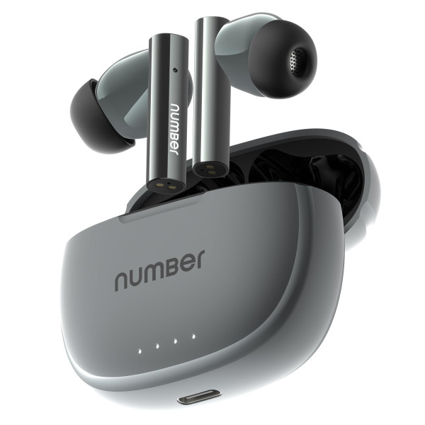 Image of Number Navo Buds X1 w/ 50H Playtime, Dual Pairing, 13mm Speakers, ENC, 45ms Low Latency Bluetooth (Grey Stone)