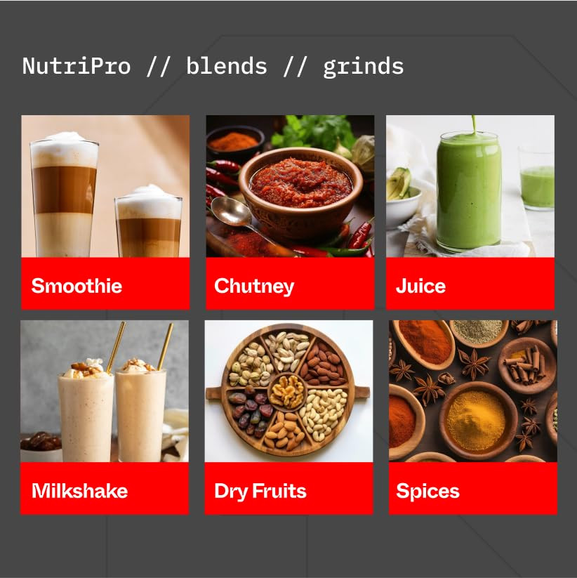 NutriPro Juicer Mixer Grinder - Smoothie Maker - 500 Watts 3 Jars 2 Blades Gold - 2 Year Warranty