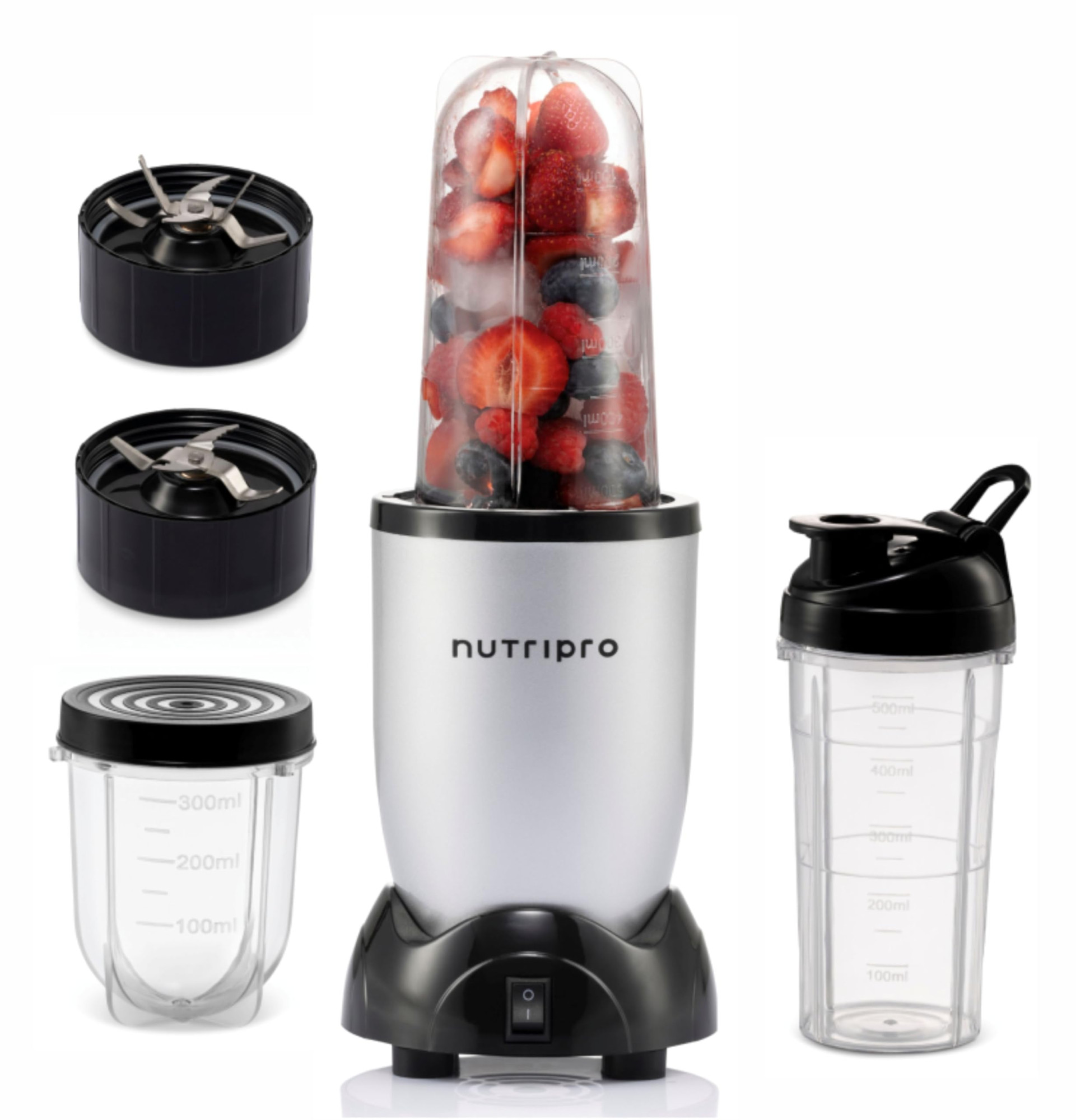 NutriPro Juicer Mixer Grinder - Smoothie Maker - 500 Watts 3 Jars 2 Blades Silver - 2 Year Warranty