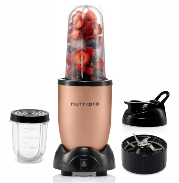 Image of Nutripro Juicer Mixer Grinder Smoothie Maker - 500 Watts (2 Jars &amp; 1 Blade, Gold) - 2 Year Warranty