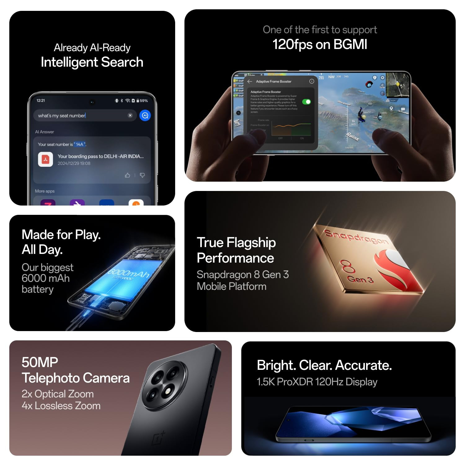 OnePlus 13R Smarter with OnePlus AI 12GB RAM 256GB Storage Nebula Noir