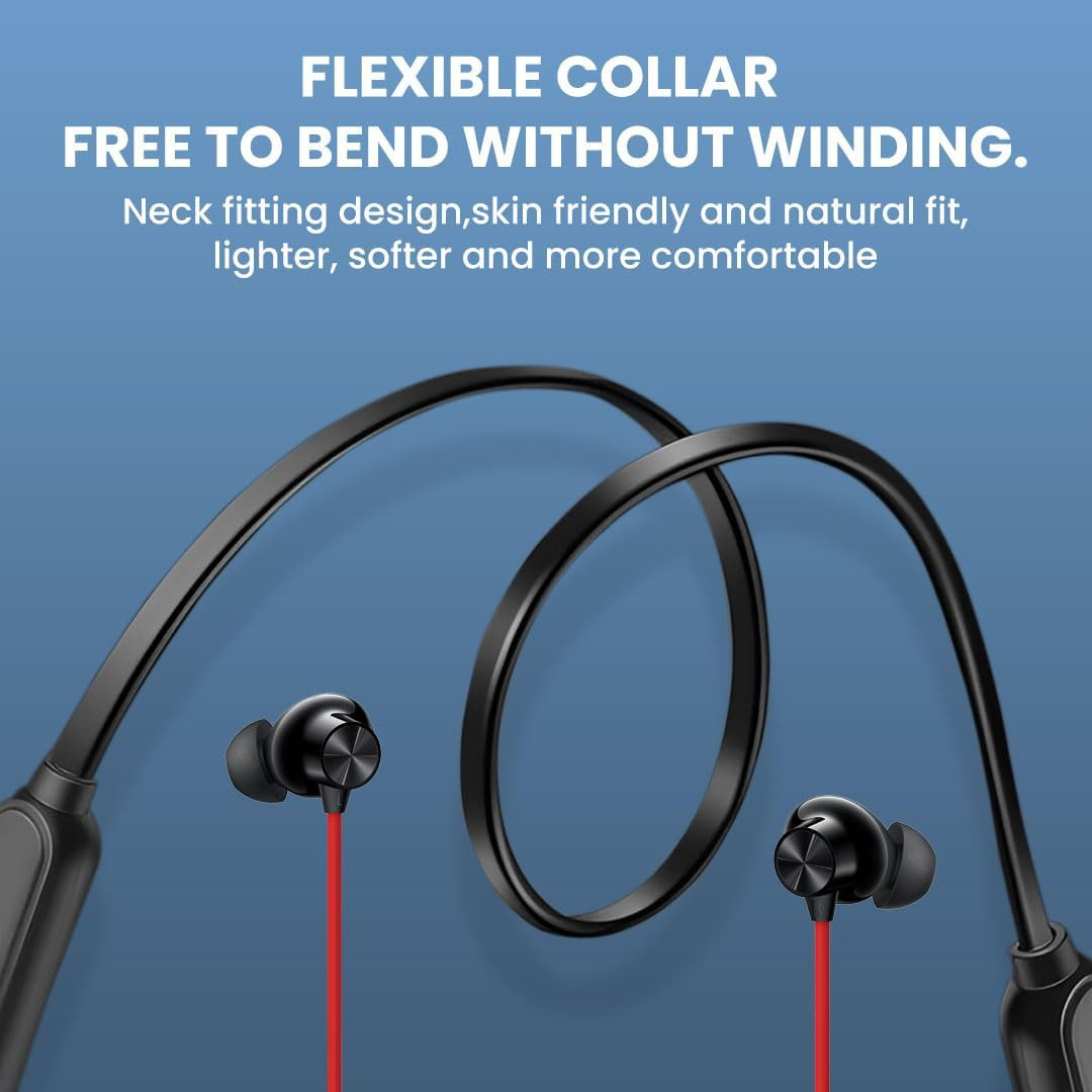OnePlus-Compatible Wireless Neckband Bluetooth Headphones JO25 Model with Deep Bass Clear Calling Dual Pairing for Nord 2T 11RT 9RT CE Pac-Man Edition