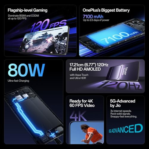 OnePlus Nord CE5 Massive 7100mAh Battery MediaTek Dimensity 8350 Apex Powered by OnePlus AI 8GB 256GB Marble Mist