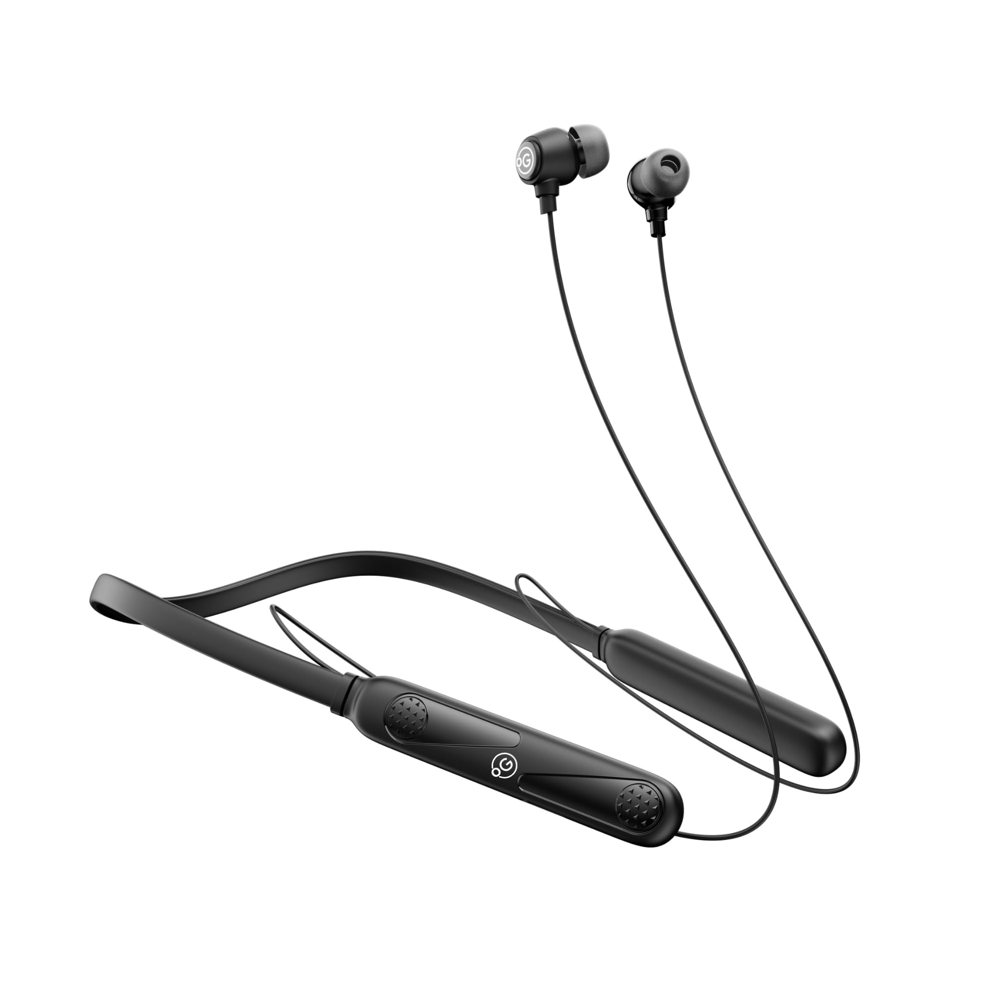 OOGE Tune 8 Neckband Bluetooth Earphones 30 Hours Playtime Deep Bass Type-C Fast Charge Sweat Resistant Magnetic Eartips Sound Pulse Mic Satin Black